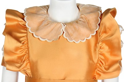 Lot 401 - Maison Lanvin couture by Jules-François Crahay - an apricot ziberline evening gown, circa 1968