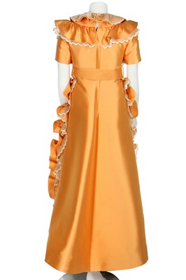 Lot 401 - Maison Lanvin couture by Jules-François Crahay - an apricot ziberline evening gown, circa 1968