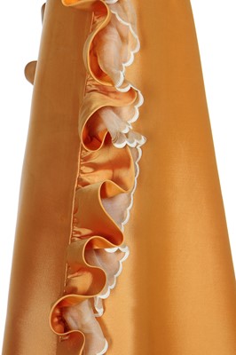 Lot 401 - Maison Lanvin couture by Jules-François Crahay - an apricot ziberline evening gown, circa 1968