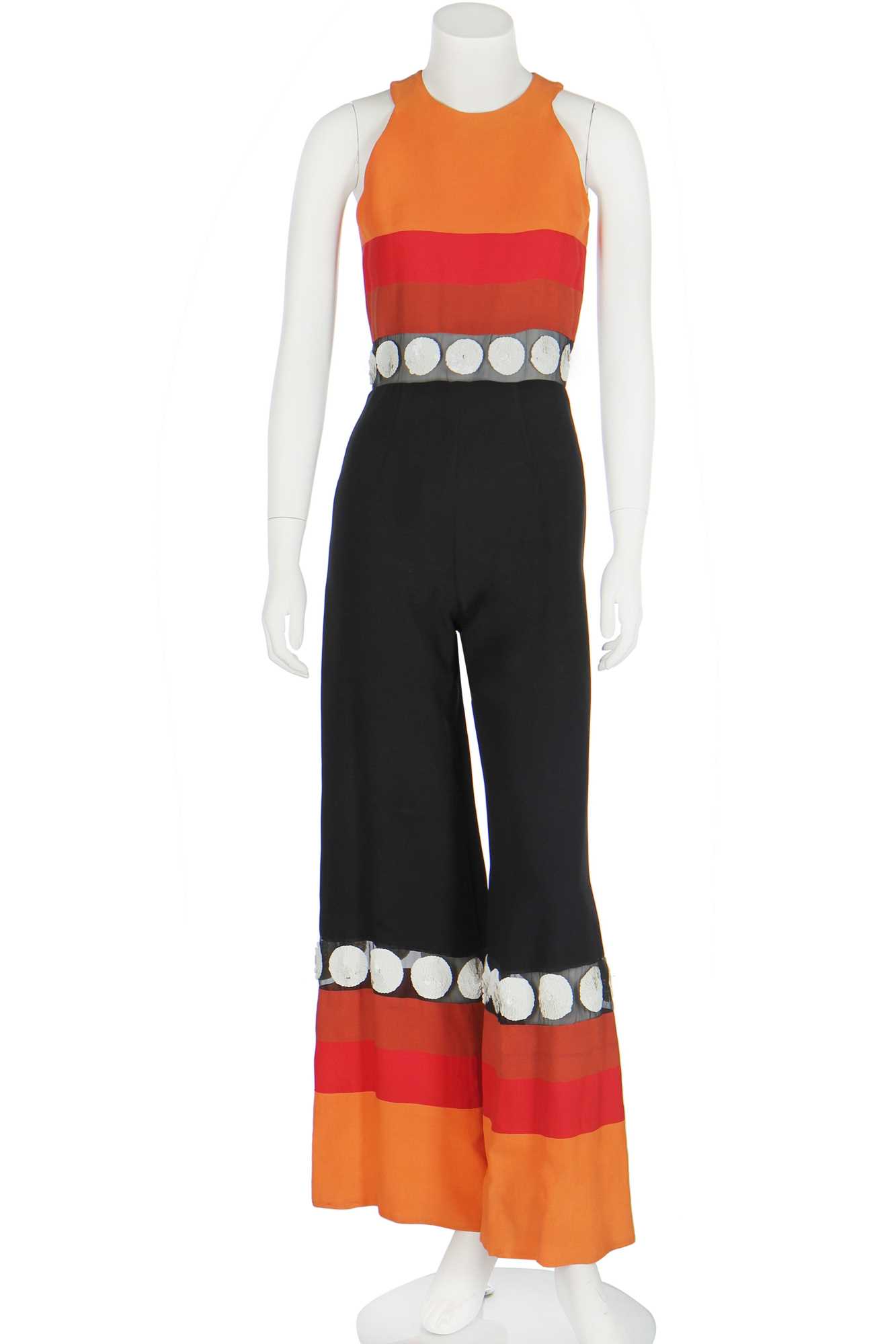 Lot 413 - A Jacques H. Réval striped crêpe jumpsuit, circa 1969