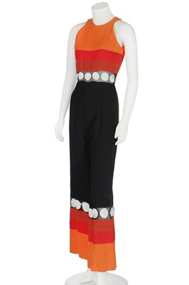 Lot 413 - A Jacques H. Réval striped crêpe jumpsuit, circa 1969