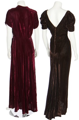 Lot 63 - Four velvet evening gowns with couture finishings, 1930s