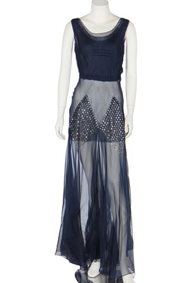 Lot 68 - A Lanvin-inspired blue chiffon evening gown with couture finished seams, circa 1934
