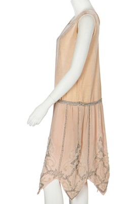 Lot 47 - A pale pink velvet flapper dress, mid 1920s