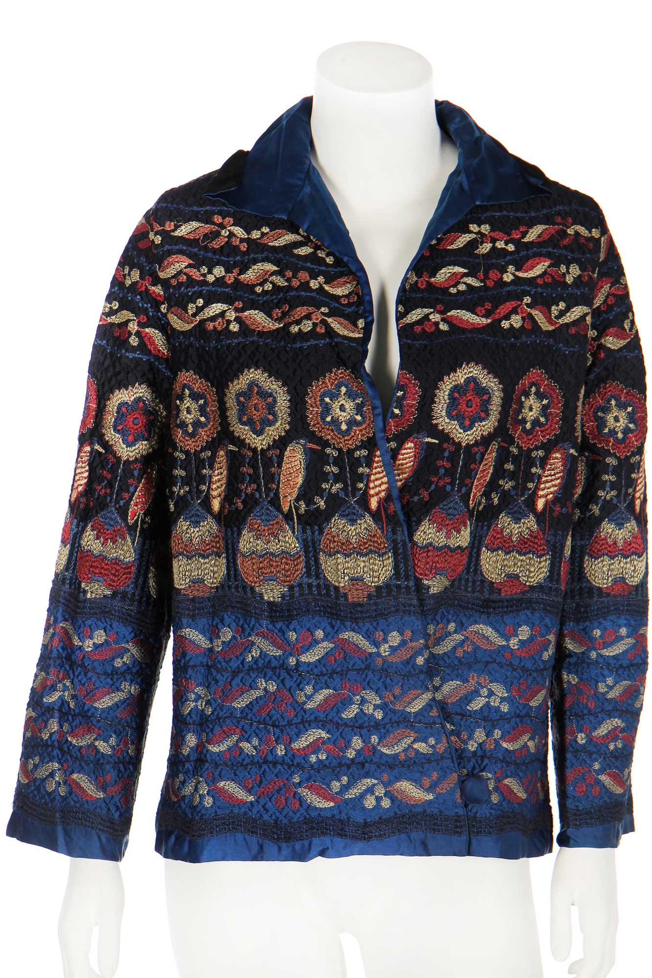 Lot 35 - A quilted silk jacket with Ottoman-inspired embroidery, 1920s