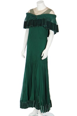 Lot 365 - A Jenny couture emerald chiffon evening ensemble, circa 1930