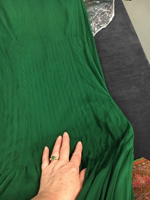 Lot 365 - A Jenny couture emerald chiffon evening ensemble, circa 1930