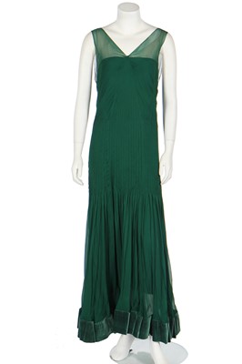 Lot 365 - A Jenny couture emerald chiffon evening ensemble, circa 1930