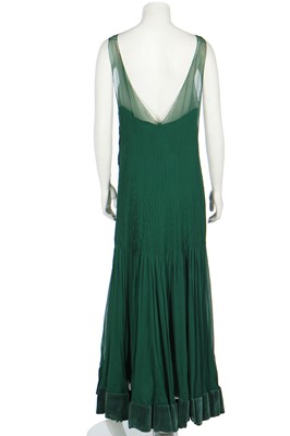 Lot 365 - A Jenny couture emerald chiffon evening ensemble, circa 1930