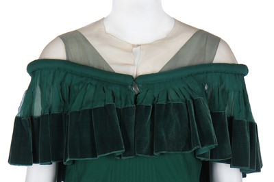 Lot 365 - A Jenny couture emerald chiffon evening ensemble, circa 1930