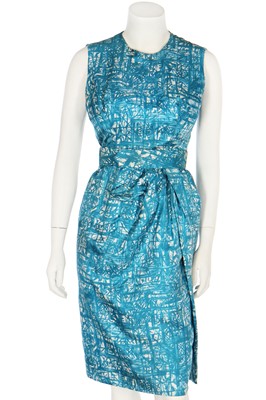 Lot 405 - A Pierre Balmain printed silk shift dress, circa 1960