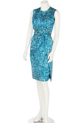 Lot 405 - A Pierre Balmain printed silk shift dress, circa 1960