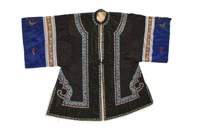 Lot 376 - An embroidered winter informal robe, Chinese,...