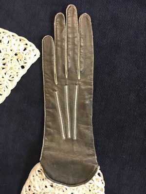 Lot 354 - Two pairs of black mesh gloves, circa 1860