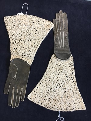 Lot 354 - Two pairs of black mesh gloves, circa 1860