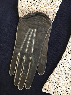 Lot 354 - Two pairs of black mesh gloves, circa 1860