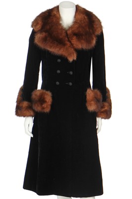 Lot 29 - An Yves Saint Laurent couture black velvet and sable coat, circa 1969