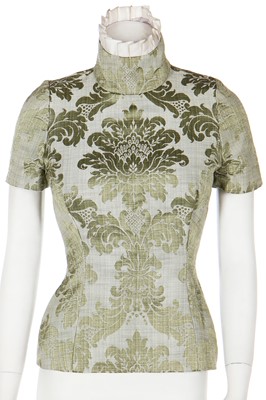 Lot 450 - A rare Alexander McQueen green damask bodice, 'Highland Rape' collection, Autumn-Winter 1995-96