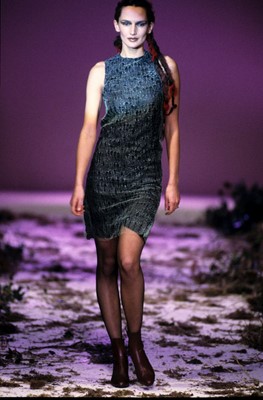 Lot 453 - A rare Alexander McQueen torn cobweb lace dress, 'Highland Rape' collection, Autumn-Winter 1995