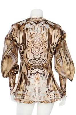 Lot 204 - An Alexander McQueen embroidered wood-grain-print satin jacket, Natural Distinction, Un-Natural Selection, Spring-Summer 2009