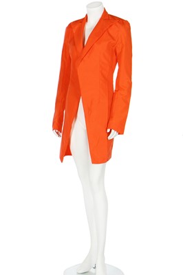 Lot 461 - A rare Alexander McQueen bright orange nylon coat, 'The Hunger' collection, Spring-Summer 1996