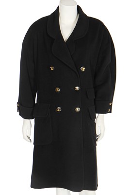 Lot 212 - A Chanel cashmere-blend oversized double-breasted coat, 1980s
