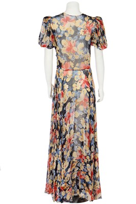 Lot 65 - A good floral printed chiffon garden party gown, 1930s