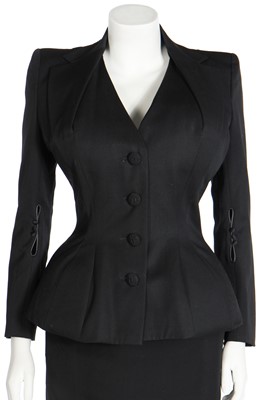Lot 440 - A John Galliano black wool suit, 'Dolores' collection, Autumn-Winter 1995-96
