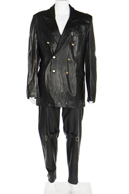 Lot 444 - A Vivienne Westwood man's black leather bondage suit, mid 1990s