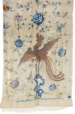 Lot 317 - An embroidered phoenix panel, Chinese, circa 1900