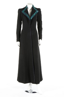 Lot 369 - A rare Schiaparelli couture black Linton tweed coat, Autumn-Winter 1936-37