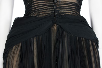 Lot 371 - A Lucien Lelong black couture chiffon evening gown, mid 1940s
