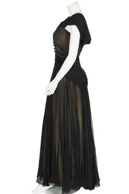 Lot 371 - A Lucien Lelong black couture chiffon evening gown, mid 1940s