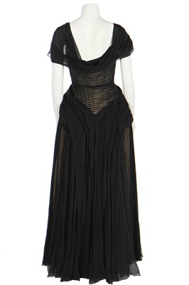 Lot 371 - A Lucien Lelong black couture chiffon evening gown, mid 1940s