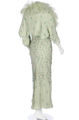 Lot 113 - A Douglas Darnell embellished seafoam-green crêpe evening gown, late 1960s