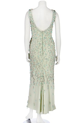 Lot 113 - A Douglas Darnell embellished seafoam-green crêpe evening gown, late 1960s