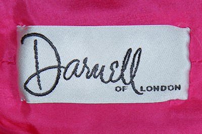 Lot 179 - A bespoke Darnell shocking-pink and black satin evening gown, 1983