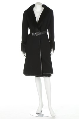 Lot 426 - A Baccarat three-piece wool and monkey fur ensemble, circa 1970