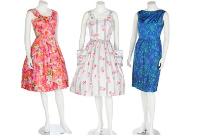 Lot 99 - Eleven summer dresses of mainly printed cotton, 1950s-60s