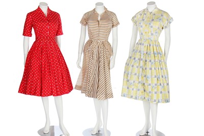 Lot 99 - Eleven summer dresses of mainly printed cotton, 1950s-60s