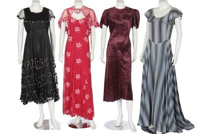 Lot 53 - Thirteen dresses, mainly for evening, 1920s-1940s