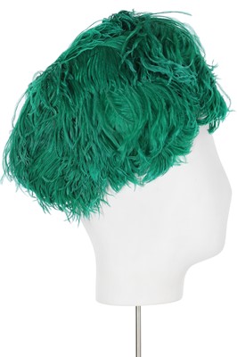Lot 100 - A Pierre Balmain green ostrich feather hat, late 1950s-early 60s