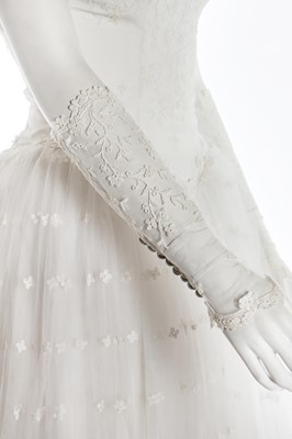Lot 89 - An embroidered tulle bridal gown, circa 1955