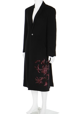 Lot 467 - An Alexander McQueen man's black cashmere coat, 'Joan' collection, Autumn-Winter 1998-99