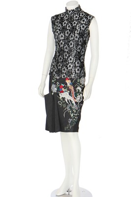 Lot 199 - An Alexander McQueen silk-wool skirt with Japanese-inspired embroidery, 1997-99