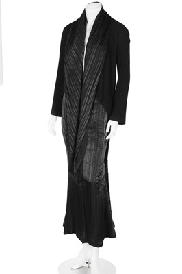 Lot 261 - An Issey Miyake black pleated polyester two-piece ensemble, circa 1989