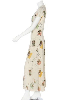 Lot 125 - An Alice Pollock Tarot-card printed ivory moss crêpe jumpsuit,  late 1960s-early 70s