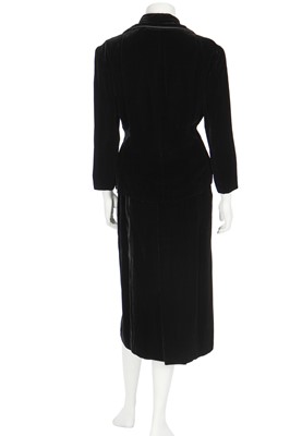 Lot 90 - A Balmain black silk-velvet suit, 1956