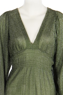 Lot 132 - An Ossie Clark for Radley green lurex dress, 1973