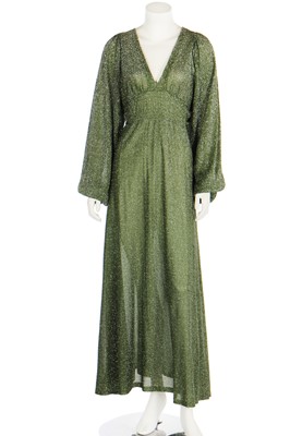 Lot 132 - An Ossie Clark for Radley green lurex dress, 1973
